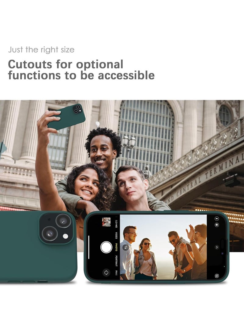 أكاليكس جراب سيليكون سائل فاخر لهاتفي iPhone 13، تصميم نحيف، ملمس ناعم مع بطانة من الألياف الدقيقة وحماية معززة للكاميرا - متين ومقاوم لبصمات الأصابع | أخضر داكن - Image 3