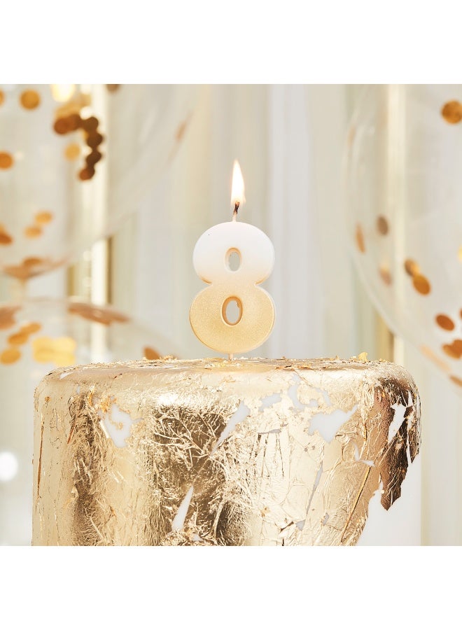 Ginger Ray Gold Ombre 8 Number Birthday Candle - Image 1