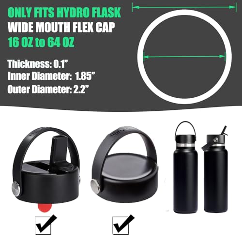 Greant 6 PCS Rubber Seal Fits Hydro Flask Wide Mouth Flex Caps, O Ring for Hydroflask Wide Flex Straw Cap, 2.2 inches Water Bottle Gasket Replacement - Image 3