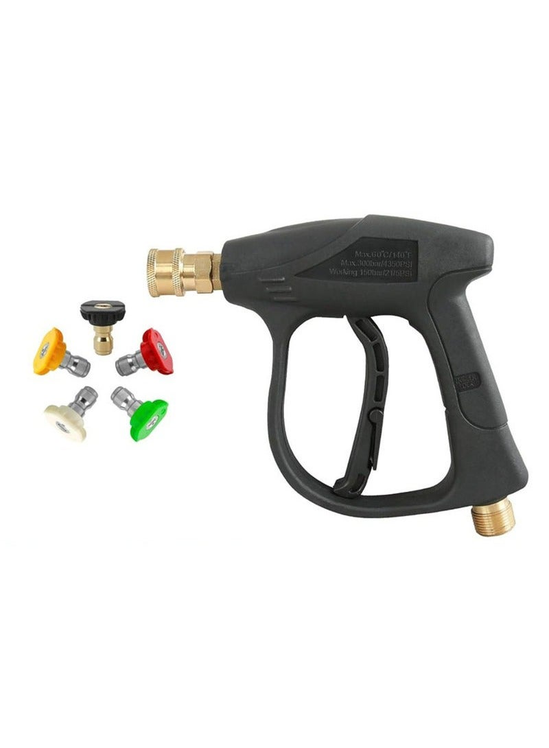 ارتفاع ضغط بندقية التنظيف ، مع 5 فتحات قابلة للتبديل ، اتصال سريع الفوهات و M22 خرطوم موصلات - مناسبة للسيارات ، فناء ، وغيرها من أدوات التنظيف قوية . - Image 1