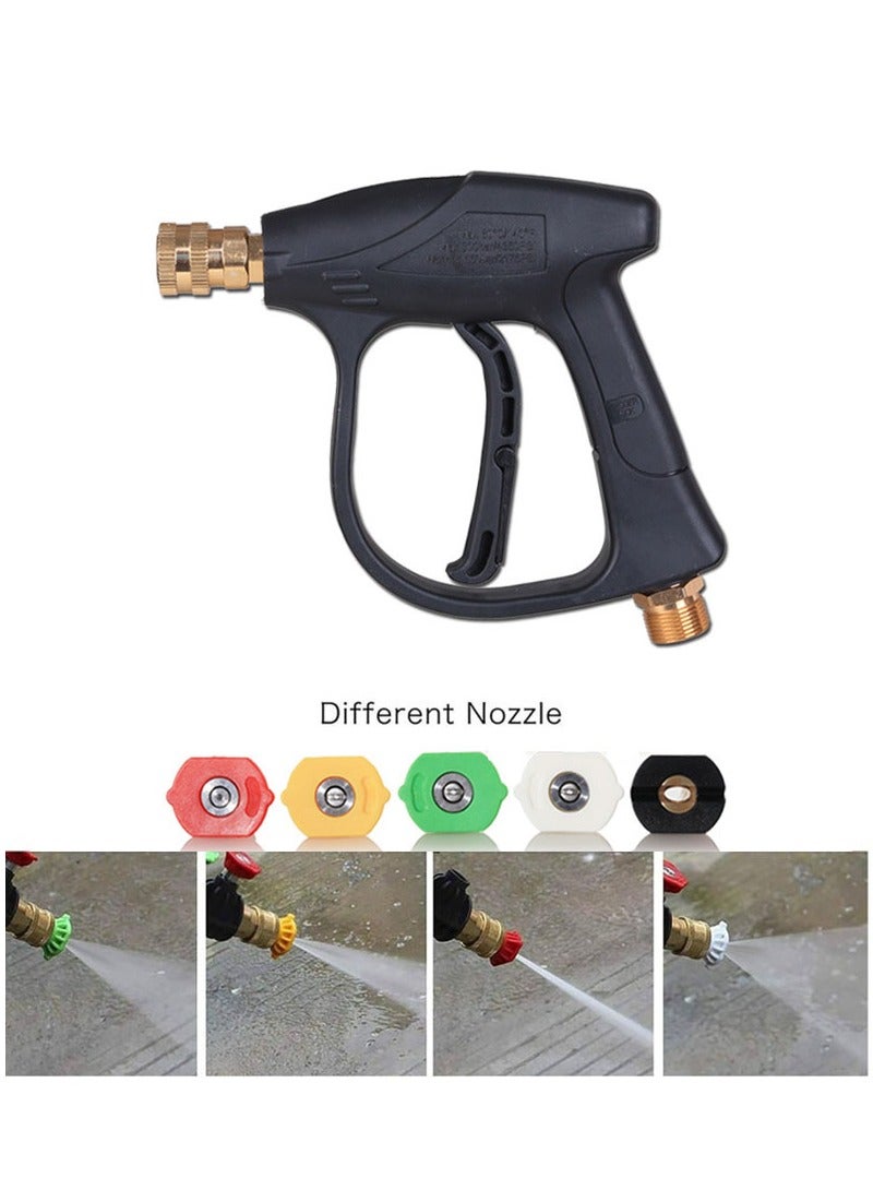 ارتفاع ضغط بندقية التنظيف ، مع 5 فتحات قابلة للتبديل ، اتصال سريع الفوهات و M22 خرطوم موصلات - مناسبة للسيارات ، فناء ، وغيرها من أدوات التنظيف قوية . - Image 2