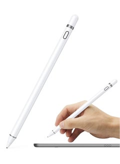 Active Stylus Pen White/Black 1.45mm fine Tip for iPad Apple iPhone Samsung Tablets, on iOS and Android Capacitive Touchscreen, Take-Note Hand-Written Draw no lags Skipping,Rechargeable