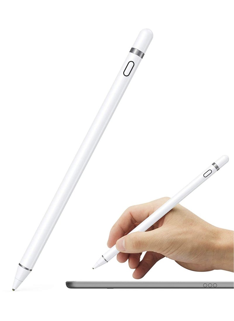 ELTRAZONE - Active Stylus Pen White/Black 1.45mm fine Tip for iPad Apple iPhone Samsung Tablets, on iOS and Android Capacitive Touchscreen, Take-Note Hand-Written Draw no lags Skipping,Rechargeable - Image 1