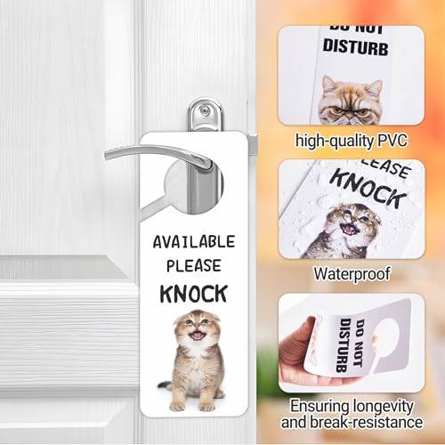 LUHIMO Do Not Disturb Door Hanger Sign for Office, 2Pack PVC Double-sided Cute Funny Cat Please Knock Door Signs, Ideal for Home, Offices, Bathroom, Bedroom, Online Sessions, Meetings and Classes, Therapists - Image 4