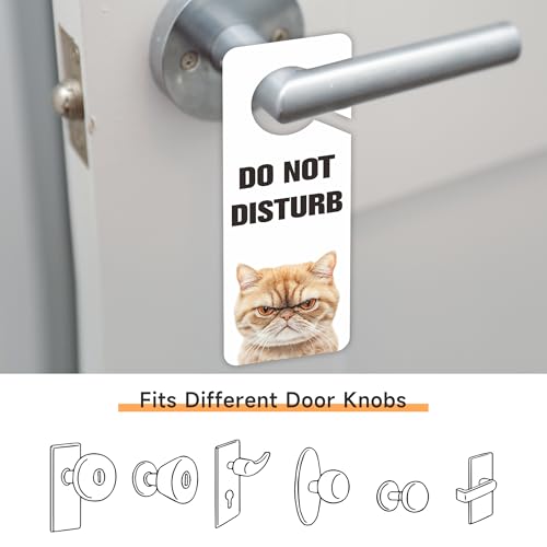 LUHIMO Do Not Disturb Door Hanger Sign for Office, 2Pack PVC Double-sided Cute Funny Cat Please Knock Door Signs, Ideal for Home, Offices, Bathroom, Bedroom, Online Sessions, Meetings and Classes, Therapists - Image 3