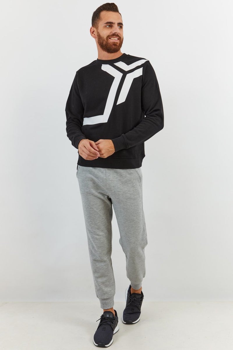 JOHN RICHMOND Men Crew Neck Textured Long Sleeve Sweatshirt, Black - Image 3