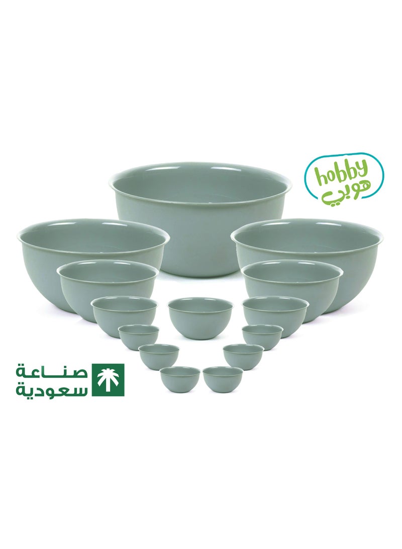 هوبي طقم زبدية 14حبة (0.5،1،2،3،5)لتر أخضر - Image 1