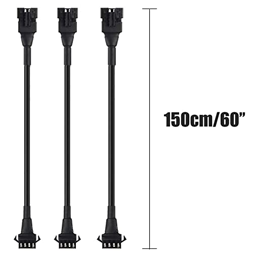 JXOFROAD 3pcs 60in/150cm Extension Cable Wire +3PCS Y-Shaped Splitter,4-PIN Connector Waterproof Extension Length Cable Wire Set for LED Motorcycle SUV ATV car Strip Lights - Image 2