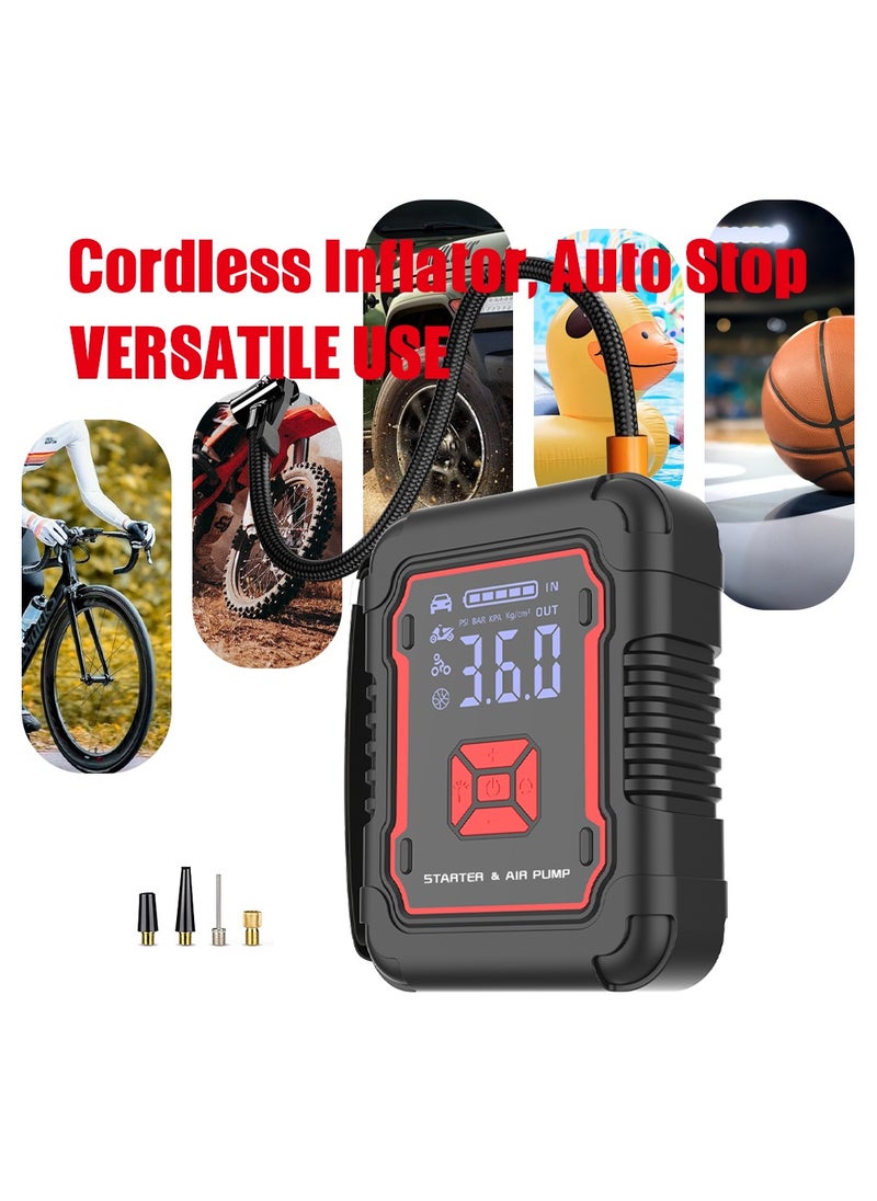 Luttec Emergency vehicle starter with 20000/mAh 3000A 12V air compressor Portable portable power supply/mobile inflator pump, LED lights for 6.0L petrol and 3.0L diesel engines, 12V emergency starter battery pack, battery booster, emergency starter box, portable charger, connection cables, display screen and emergency lamp  - Image 2