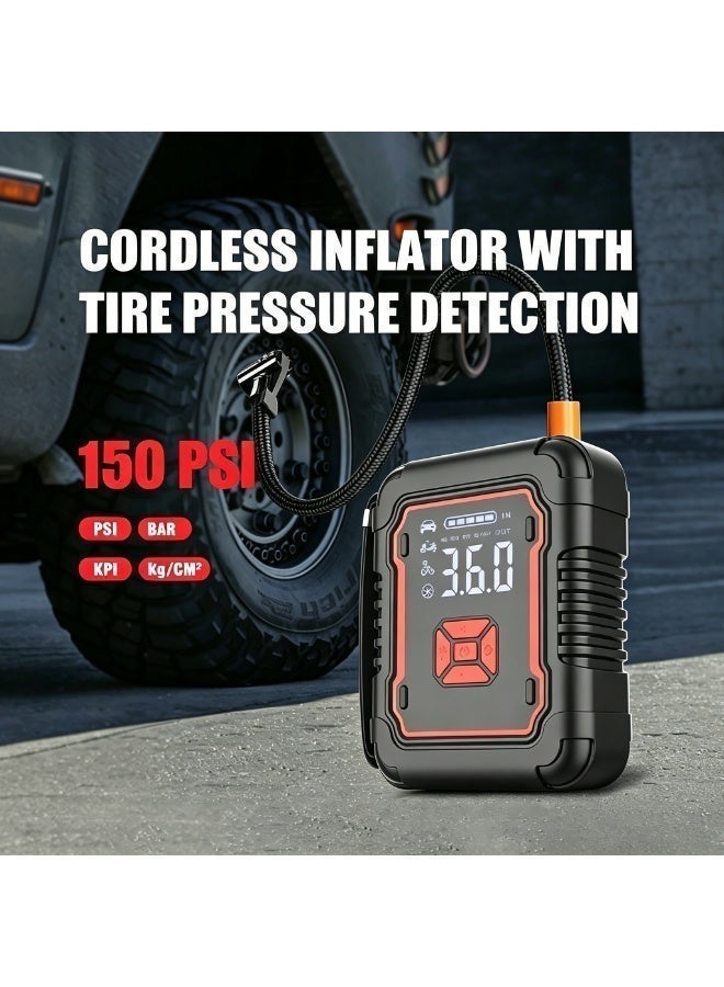Luttec Emergency vehicle starter with 20000/mAh 3000A 12V air compressor Portable portable power supply/mobile inflator pump, LED lights for 6.0L petrol and 3.0L diesel engines, 12V emergency starter battery pack, battery booster, emergency starter box, portable charger, connection cables, display screen and emergency lamp - Image 5