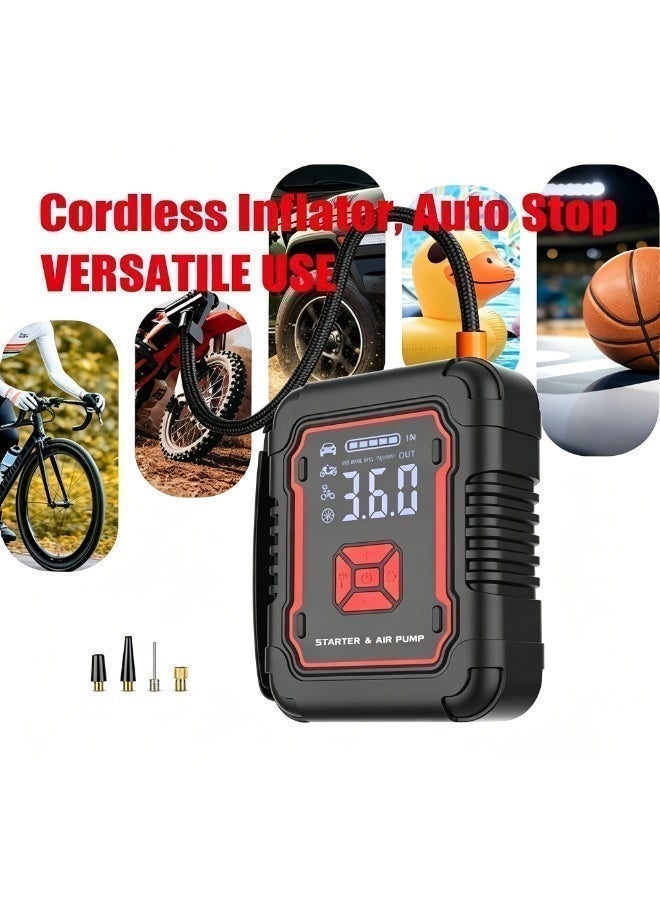 Luttec Emergency vehicle starter with 20000/mAh 3000A 12V air compressor Portable portable power supply/mobile inflator pump, LED lights for 6.0L petrol and 3.0L diesel engines, 12V emergency starter battery pack, battery booster, emergency starter box, portable charger, connection cables, display screen and emergency lamp - Image 2