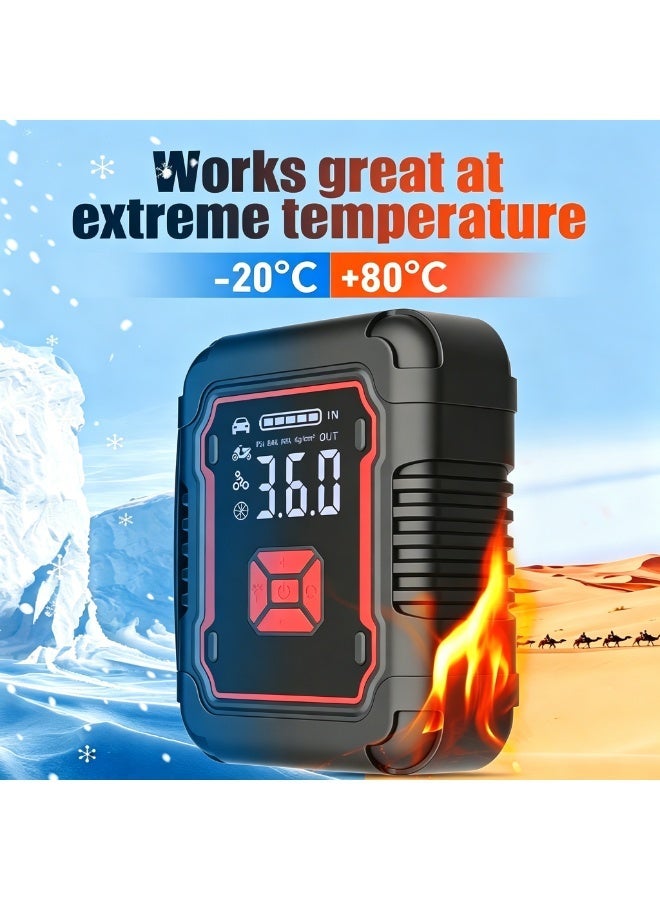 Luttec Emergency vehicle starter with 20000/mAh 3000A 12V air compressor Portable portable power supply/mobile inflator pump, LED lights for 6.0L petrol and 3.0L diesel engines, 12V emergency starter battery pack, battery booster, emergency starter box, portable charger, connection cables, display screen and emergency lamp - Image 4