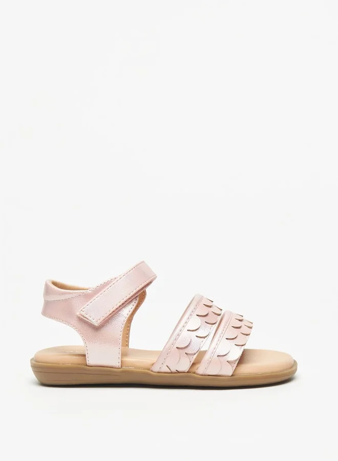 JUNIORS Girls Wave Textured Sandals With Hook And Loop Closure