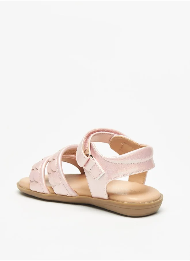 JUNIORS Girls Wave Textured Sandals With Hook And Loop Closure