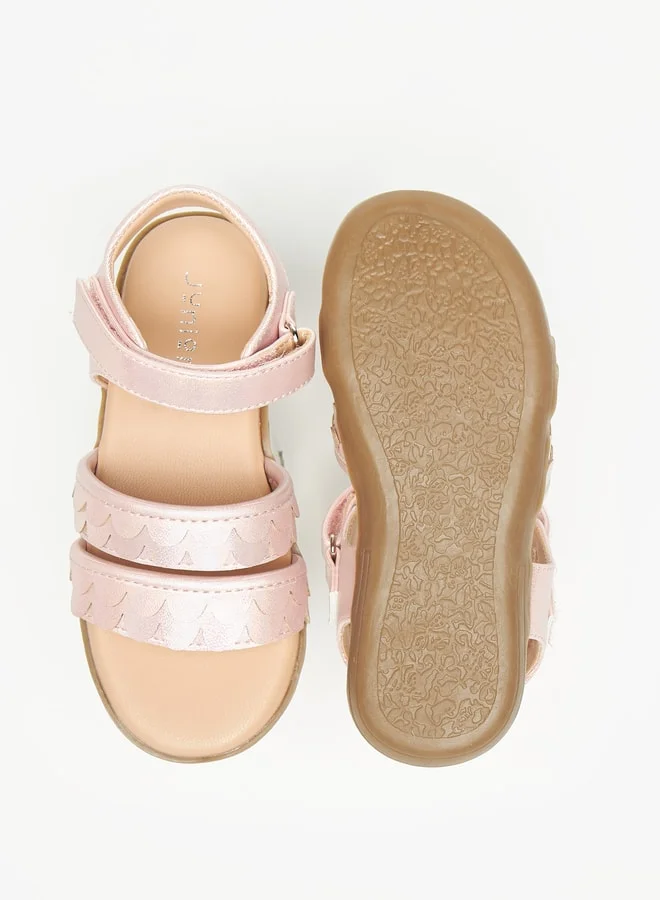 JUNIORS Girls Wave Textured Sandals With Hook And Loop Closure