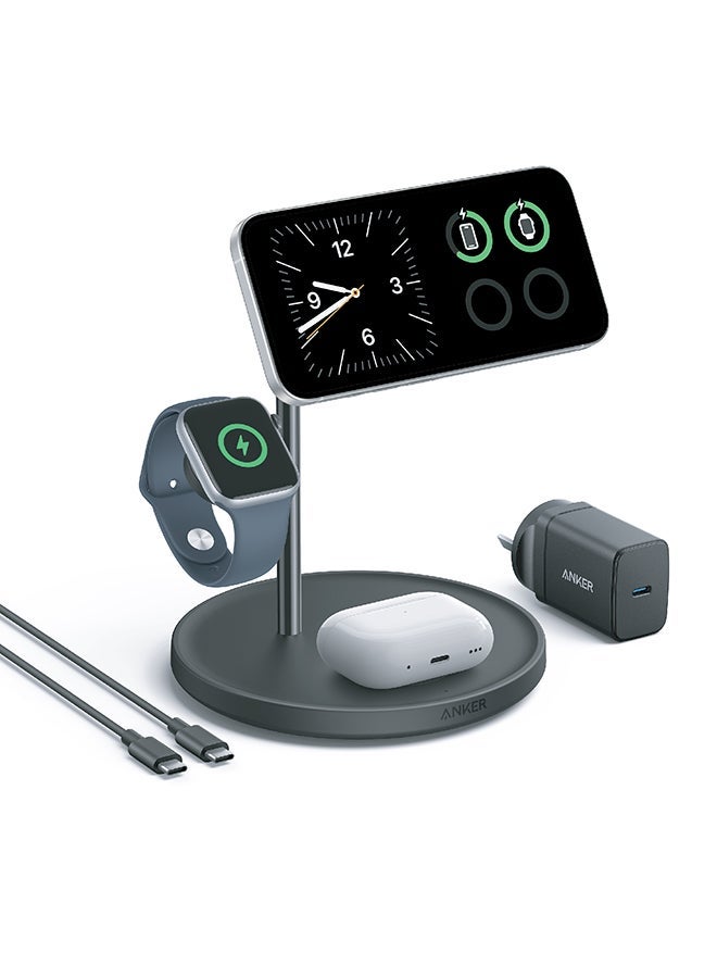 Anker 737 Power Bank (PowerCore 24K), 24,000mAh 3-Port Portable Charger with 140W Output, Smart Digital Display, Compatible with MacBook Pro/ Air, iPhone 17/16 Series, Samsung, Huaiwei, Dell & 3-in-1 Wireless Charging Station, MagSafe Charger Compatible, Qi2 Certified 15W Wireless Stand, For iPhone 17/16 Series, AirPods Pro, Apple Watch Ultra (USB C Charger and Cable Included)Bundle - Image 3