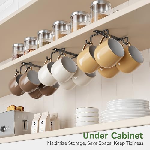 ECROCY Mug Hooks Under Cabinet Space-Saving, Easy Screw Mounting, Metal Coffee Cup Hooks 3 Pack - Image 5