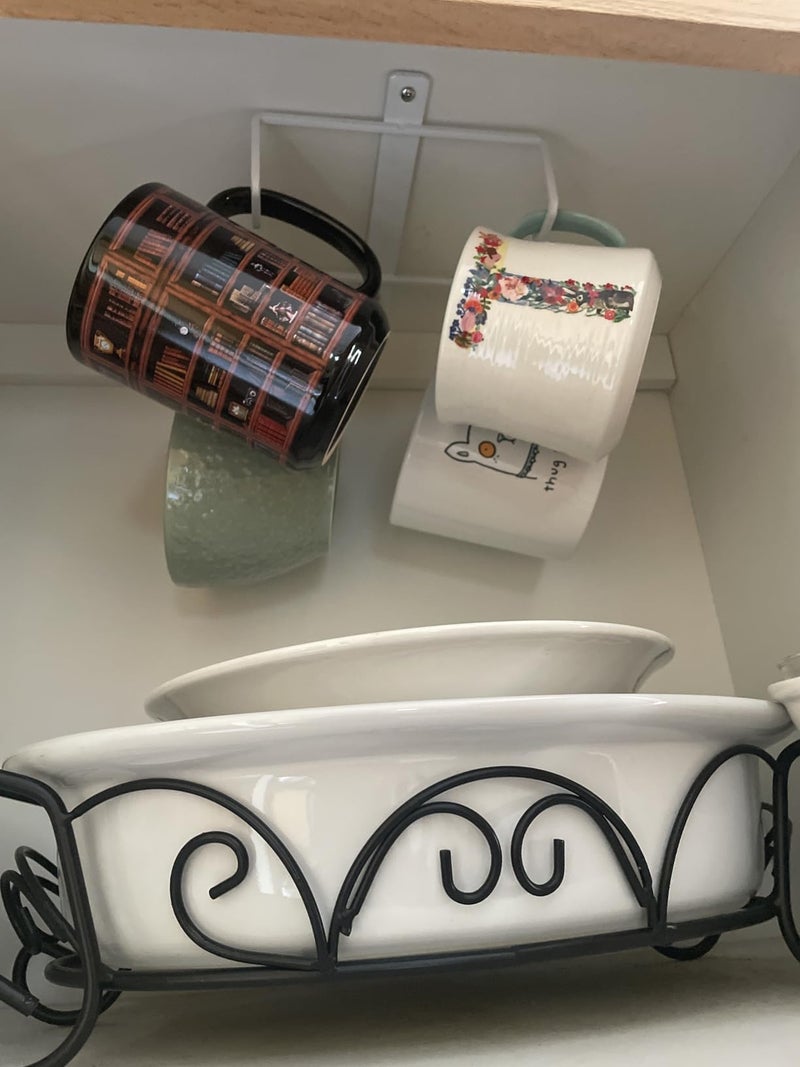 ECROCY Mug Hooks Under Cabinet Space-Saving, Easy Screw Mounting, Metal Coffee Cup Hooks 3 Pack - Image 3