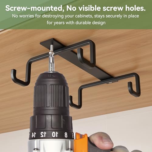 ECROCY Mug Hooks Under Cabinet Space-Saving, Easy Screw Mounting, Metal Coffee Cup Hooks 3 Pack - Image 4