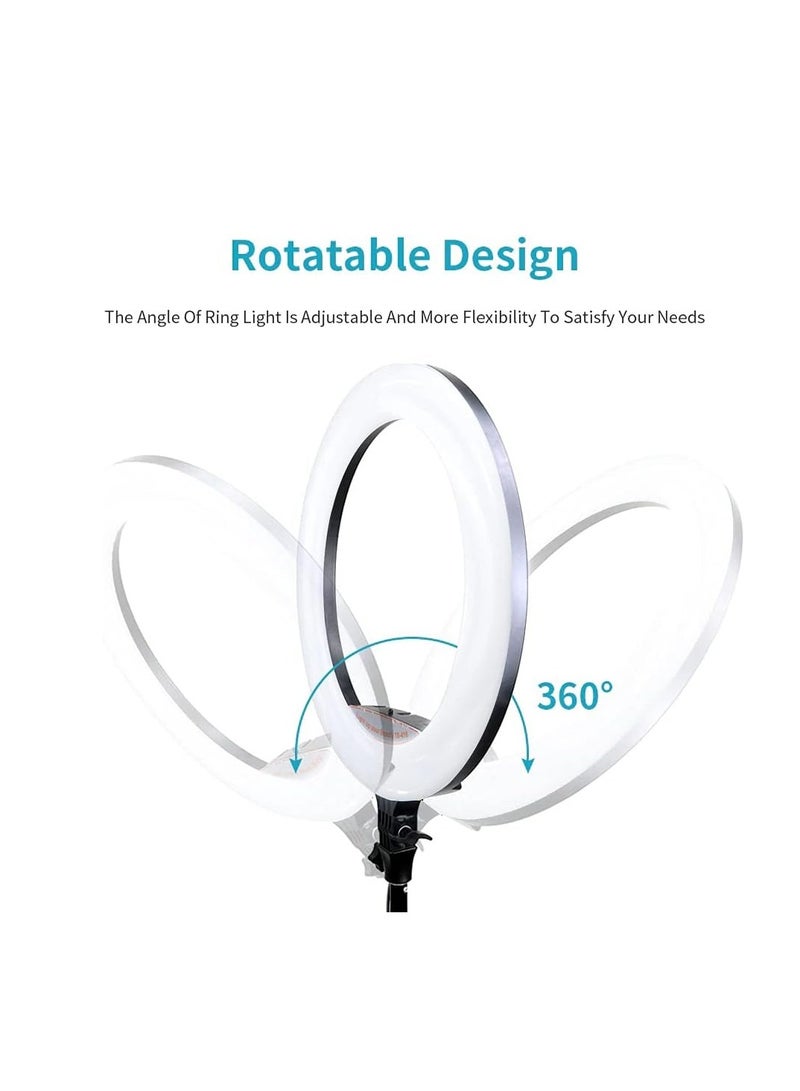 حلقة إضاءة ليد ناعمة محمولة 45 سم بالفضاء اللوني ار جي بي 16 لون مع ثلاث حوامل موبايل وحامل صغير لتسجيل يوتيوب - انستا ريل - بث مباشر - فيديوهات مكياج من بي كيه ان® MJ45 - Image 5