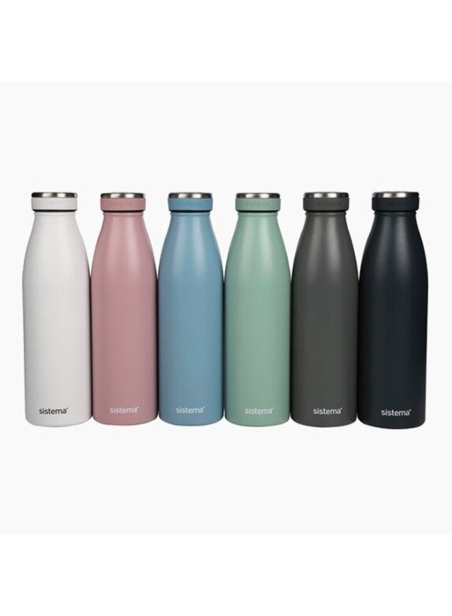 سيستيما Sistema Hydrate Stainless Steel Water Bottle 500 ml Leak-Proof Reusable BPA & Phthalate Free - No:00550 - Assorted Color  - Image 2