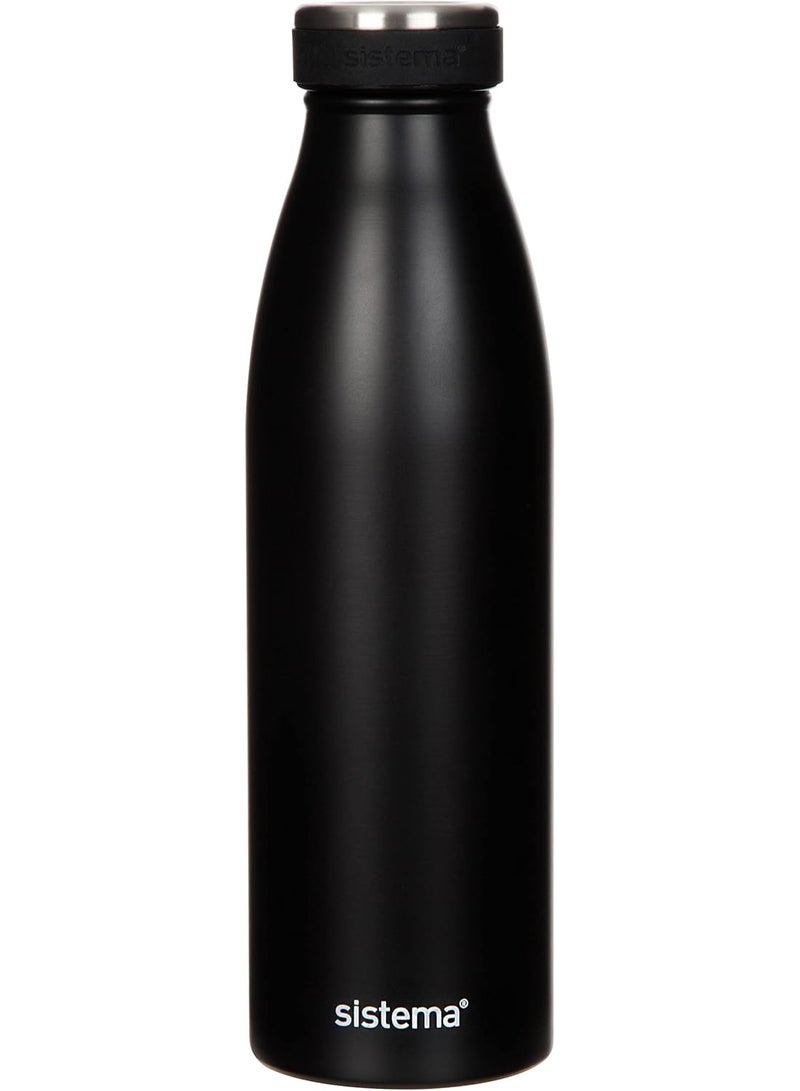 سيستيما Sistema Hydrate Stainless Steel Water Bottle 500 ml Leak-Proof Reusable BPA & Phthalate Free - No:00550 - Assorted Color  - Image 3