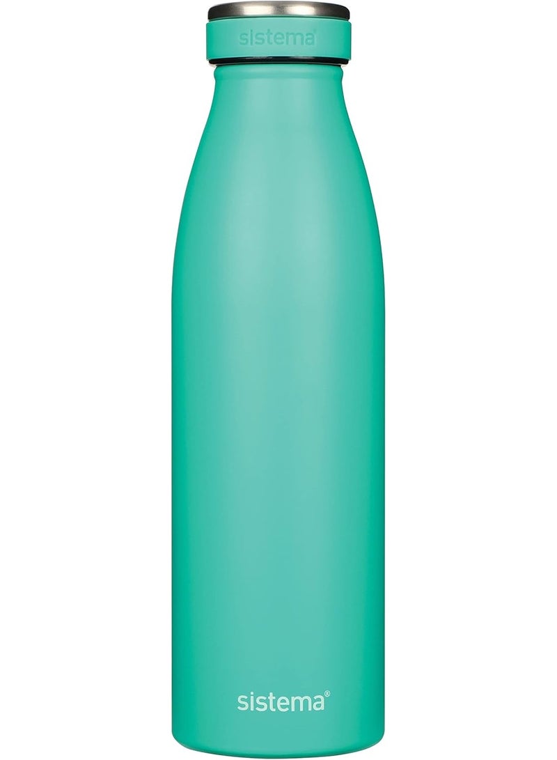 سيستيما Sistema Hydrate Stainless Steel Water Bottle 500 ml Leak-Proof Reusable BPA & Phthalate Free - No:00550 - Assorted Color  - Image 4