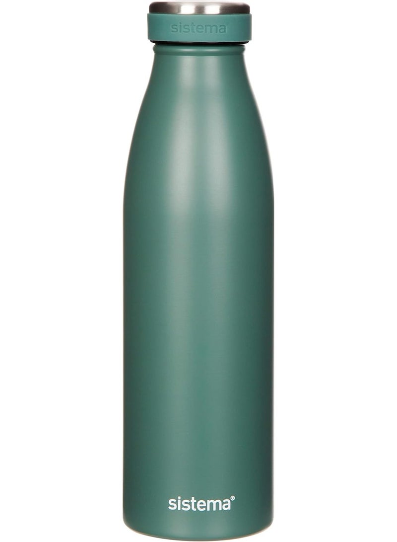 سيستيما Sistema Hydrate Stainless Steel Water Bottle 500 ml Leak-Proof Reusable BPA & Phthalate Free - No:00550 - Assorted Color  - Image 5