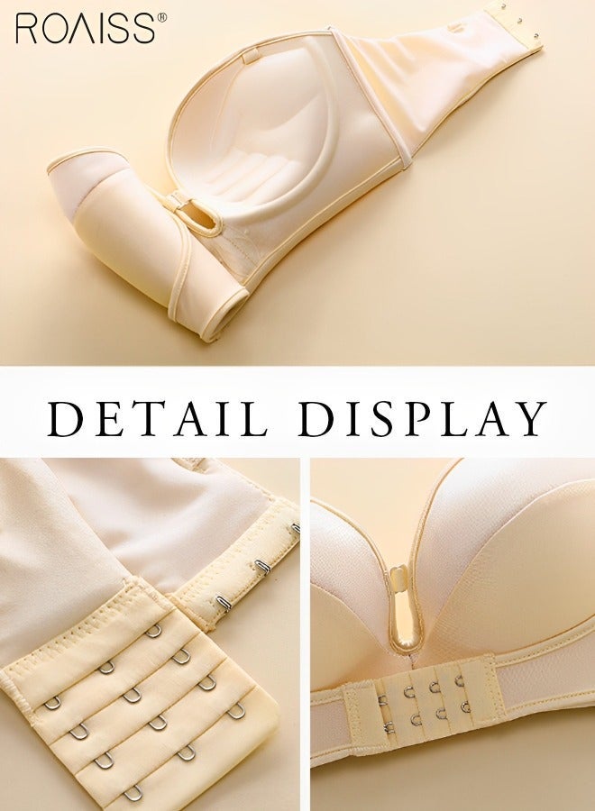 Women's Strapless Bra With Detachable And Adjustable Shoulder Straps Gift Dress Invisible Low Cut Gathered Vest 3D Invisible Front Buckle Underwear - Image 2