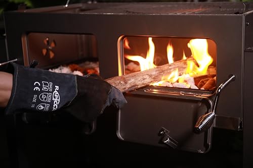 RAPICCA Fireplace Gloves Fire Heat Resistant: Dark-Grey 16IN 932℉ - Fireproof Leather for Fireplace Fire Pit Wood Stove Campfire Furnace BBQ Grill Oven Stick Mig Welding Welder Gear - Birthday Gift XL - Image 5