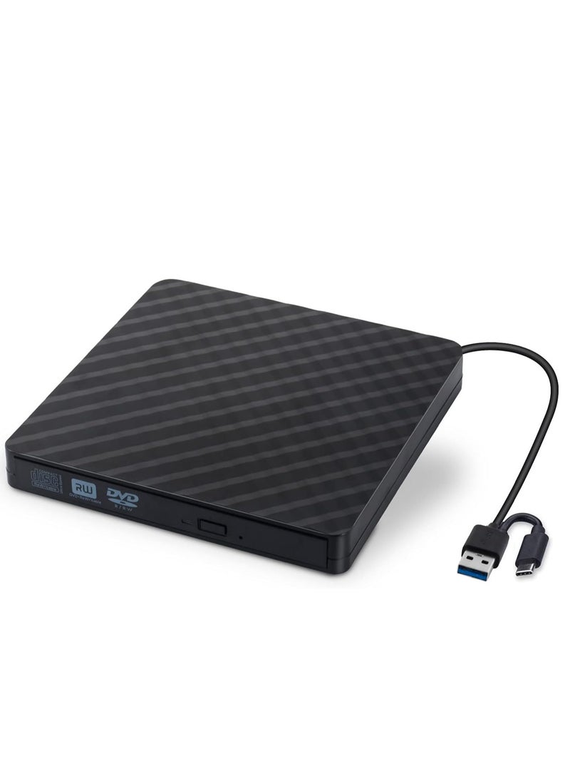 Generic - External DVD Player USB & USB-C CD/DVD Player USB 3.0/Type C Slim Optical Drive CD/DVD ROM Drive Portable Rewriter Reader for PC Laptop MacBook Mac Windows 7/8.1/10 Linux OS - Image 1