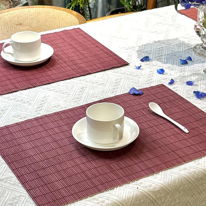 ANDSTAR Set of 24 Bamboo Placemats 177X118Inch Sushi Rolling Mat Japanese Style Bamboo Mat Natural Place Mats Washable Heat Resistant Table Mats for Dinner Dining Table Wedding PartiesRed - Image 5