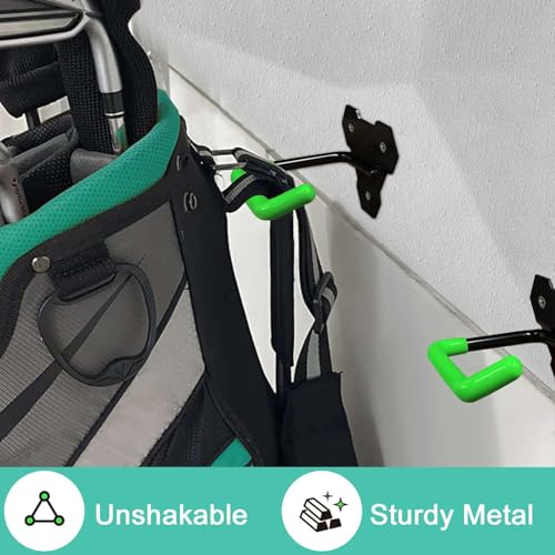 FEYRUN Wall Mounted Golf Bag Hook 2 Bags Storage Racks Perfect for Garage Organization Space Saving Hanging Organizer Black - Image 3