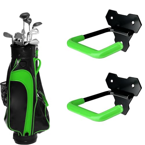 FEYRUN Wall Mounted Golf Bag Hook 2 Bags Storage Racks Perfect for Garage Organization Space Saving Hanging Organizer Black - Image 1