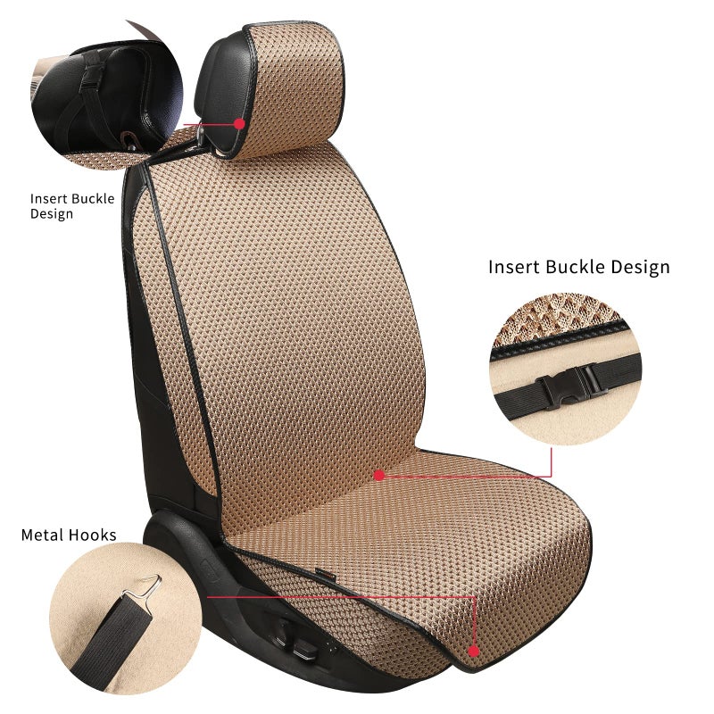 Auto Newer 2PCS Luxury Breathable Car Seat Cover,Front Car Seat Protector, Fit Four Seasons of Universal Automotive Vehicle Cushion Cover, Compatible with 90% Cars,SUV,Trucks (Gold Beige,Front Seats) - Image 4