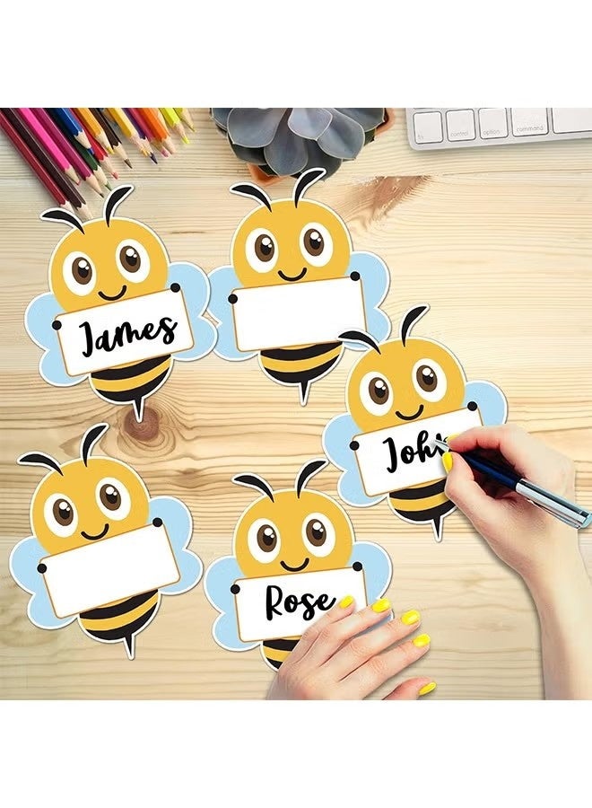 24 Pcs Bee Shape School Name Label Stickers for Classroom Bulletin Board Decorations, Classroom Name Tags for Classroom Cubbies, Cute Bee Style Student Nameplates for Desk - Image 3