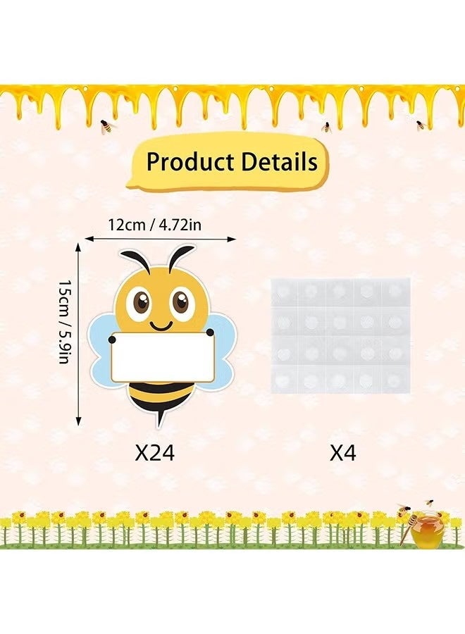 24 Pcs Bee Shape School Name Label Stickers for Classroom Bulletin Board Decorations, Classroom Name Tags for Classroom Cubbies, Cute Bee Style Student Nameplates for Desk - Image 2
