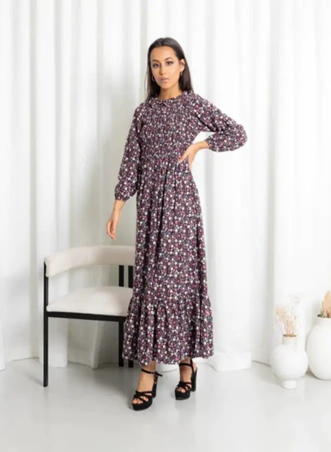 Ideal Floral Platted Maxi Dress for Women  - Image 1