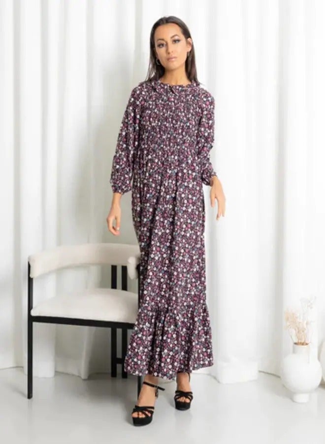 Ideal Floral Platted Maxi Dress for Women  - Image 3