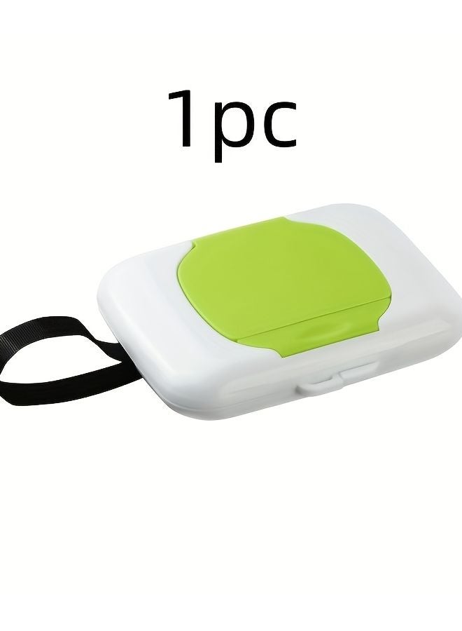 Portable Wet Wipe Case With Sealed Lid Dispenser Slot Green Heavy Duty Travel - Image 1