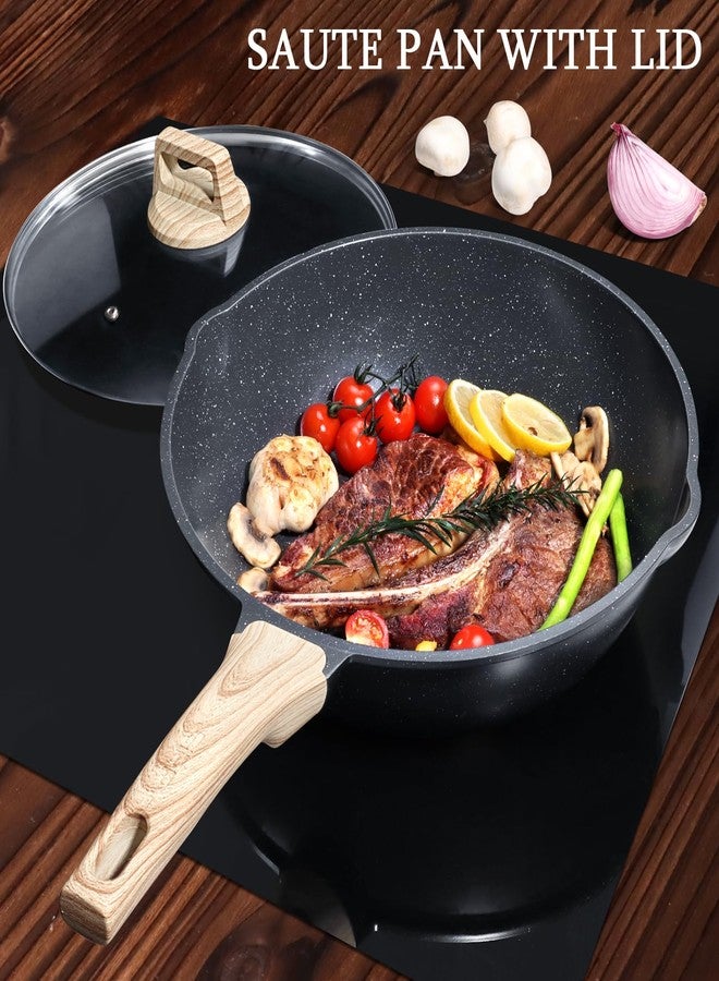 GiPP Ceramic Nonstick Deep Frying Pan Skillet, 12" Saute Pan with Lid, Induction Cookware Non Stick Cooking Pan, PTFE PFOA PFOS APEO Free, Grey - Image 5