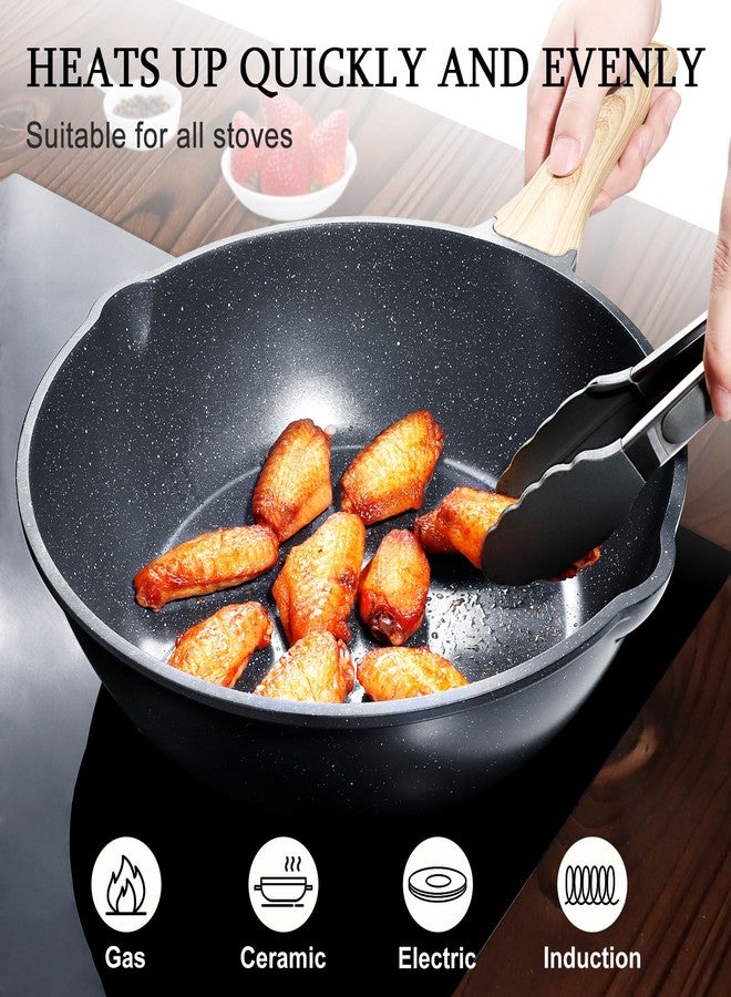 GiPP Ceramic Nonstick Deep Frying Pan Skillet, 12" Saute Pan with Lid, Induction Cookware Non Stick Cooking Pan, PTFE PFOA PFOS APEO Free, Grey - Image 4