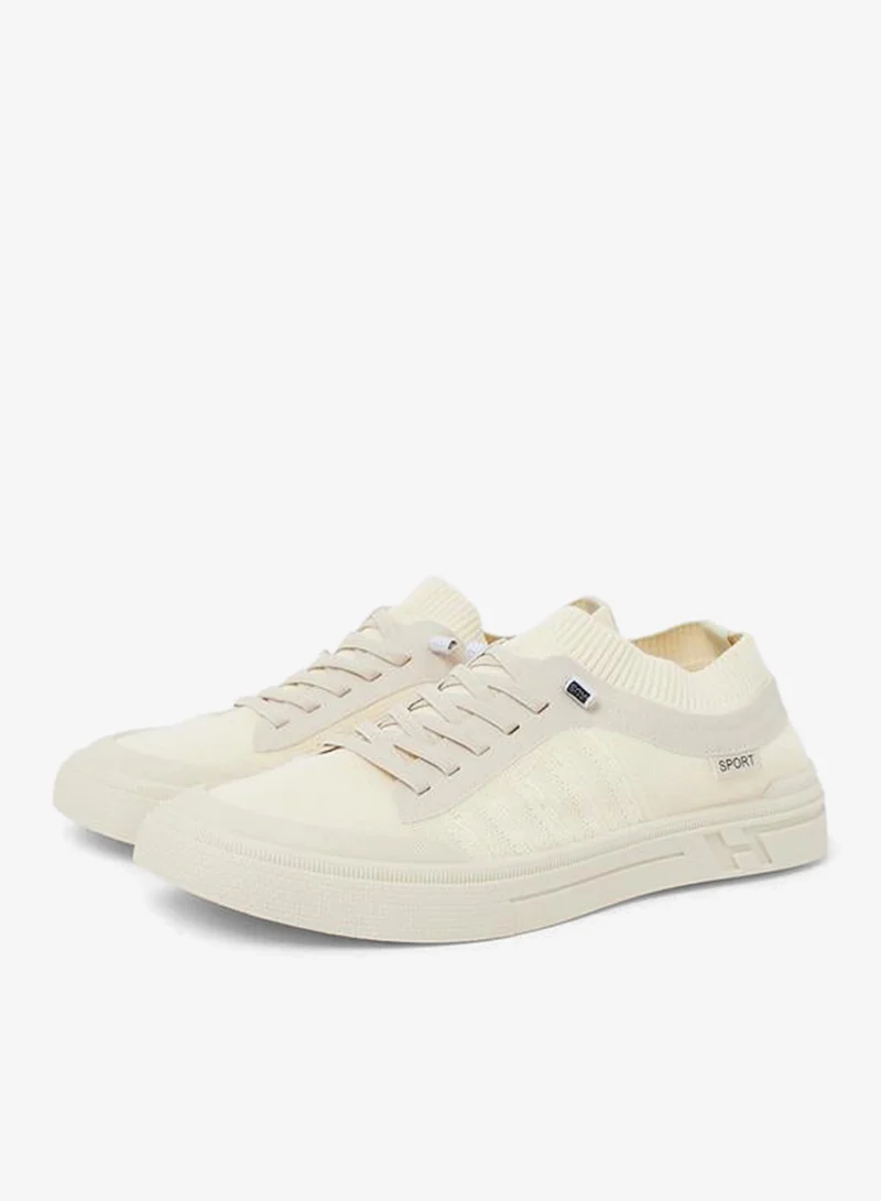 ستايلي Men Lace-Up Knit Panel Design Sneakers