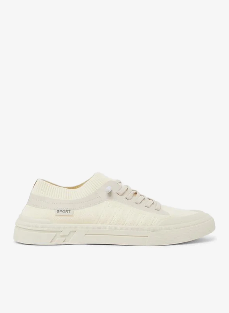 ستايلي Men Lace-Up Knit Panel Design Sneakers