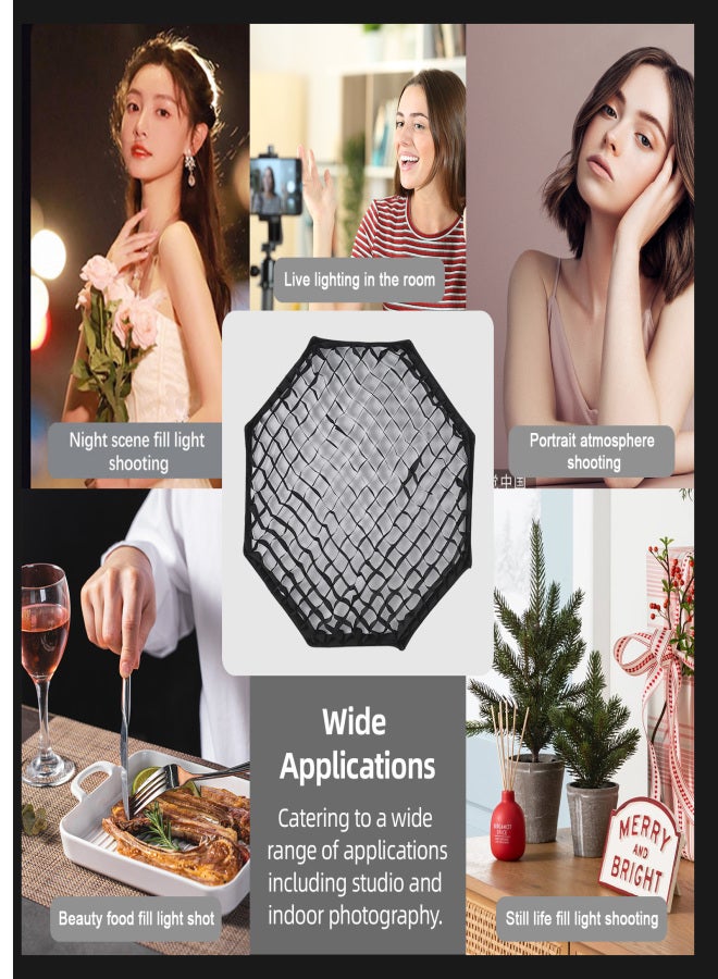 صندوق إضاءة ثماني الأضلاع سريع الفك مقاس 95 سم/37.4 بوصة مزود بحامل بوين و8 قضبان دعم للتصوير في الاستوديو والتصوير الفوتوغرافي والبث المباشر للصور الشخصية - Image 4