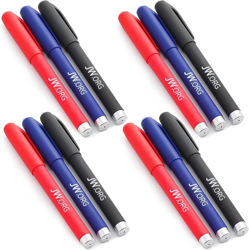 TONOS 12 JW.org Pens with Logo - Blue, Black, and Red - Pack of 12 - Image 1