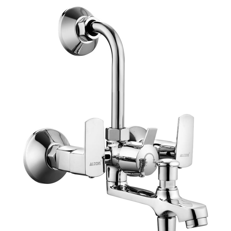 Alton ALTON QDRL5890 Brass 3IN1 Wall Mixer With Provision For Over Head Shower and Hand Shower with190mm Long Bend Pipe Chrome - Image 1