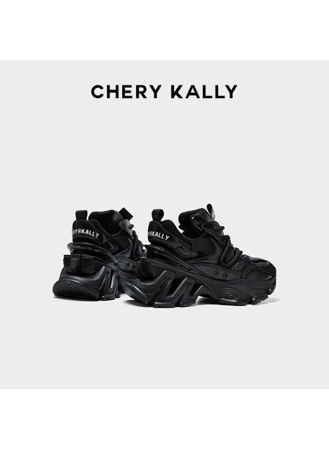 Chery Kally Classic Fashion Dad Shoes, Women's Casual Thick-soled Height-increasing Shoes, Ld4123, Black, Size 36 - Image 4