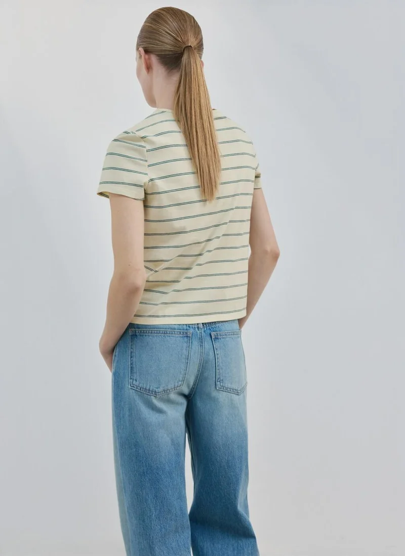 مانجو Striped Cotton T-Shirt