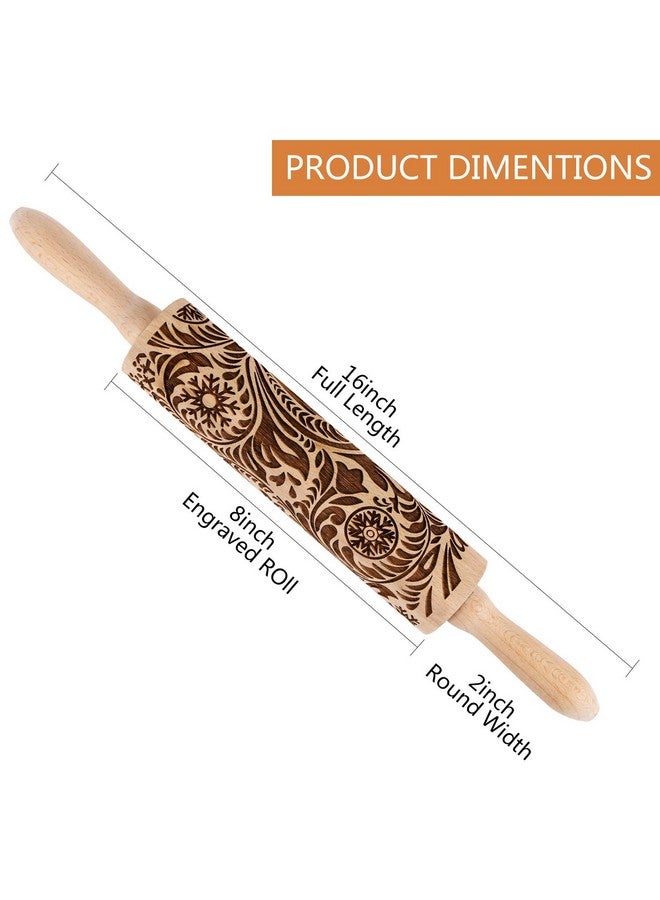 EVERMARKET Embossed Wooden Rolling Pin for Baking,Evermarket Deep Engraved Embossing Rolling Pin with Christmas Snowflake Flower Design for Baking Embossed Cookies,Cute Kitchen Decor DIY Tool for Kids and Adults - Image 2